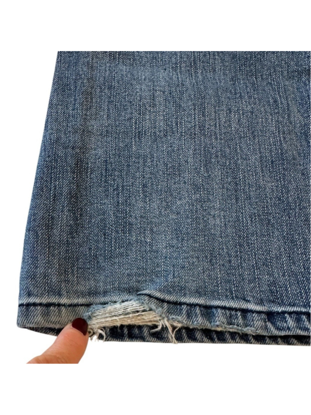 American Eagle Bootcut Jeans Low Rise Women 4 Blue Stretch Distressed Destructed - Picture 7 of 16
